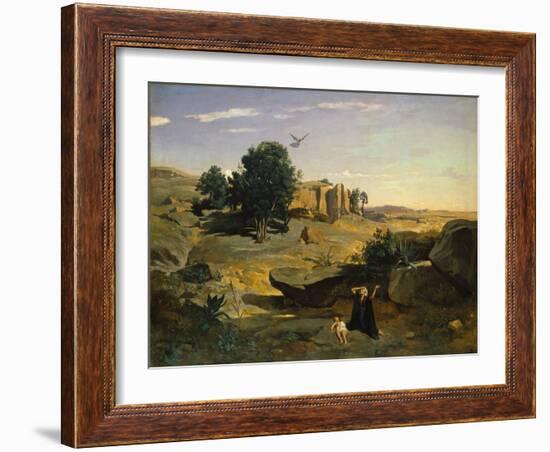 Hagar in the Wilderness, 1835-Jean-Baptiste-Camille Corot-Framed Giclee Print
