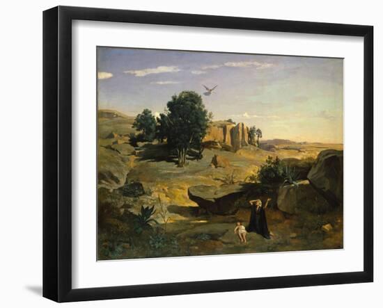 Hagar in the Wilderness, 1835-Jean-Baptiste-Camille Corot-Framed Giclee Print