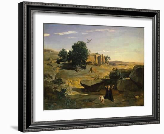 Hagar in the Wilderness, 1835-Jean-Baptiste-Camille Corot-Framed Giclee Print