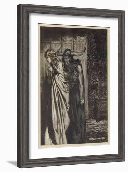 Hagen and Brunnhilde-Arthur Rackham-Framed Art Print