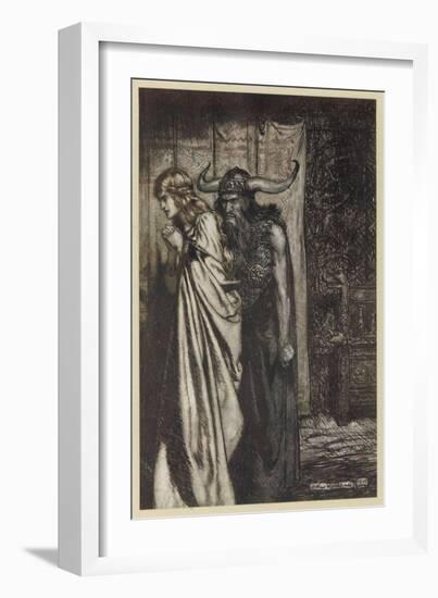 Hagen and Brunnhilde-Arthur Rackham-Framed Art Print