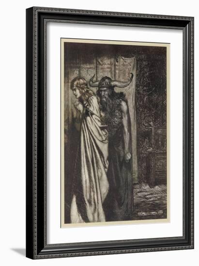 Hagen and Brunnhilde-Arthur Rackham-Framed Art Print