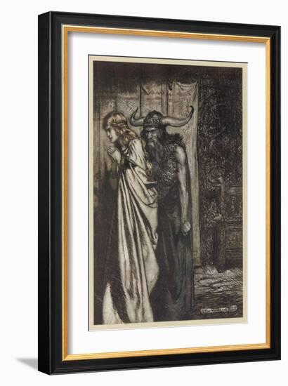 Hagen and Brunnhilde-Arthur Rackham-Framed Art Print