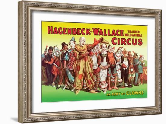 Hagenbeck-Wallace Circus, An Army of Clowns-null-Framed Art Print