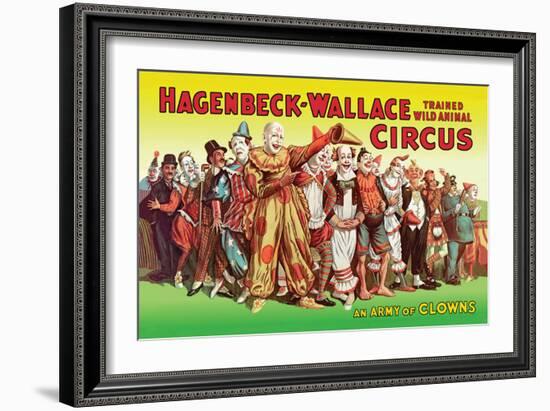 Hagenbeck-Wallace Circus, An Army of Clowns-null-Framed Art Print