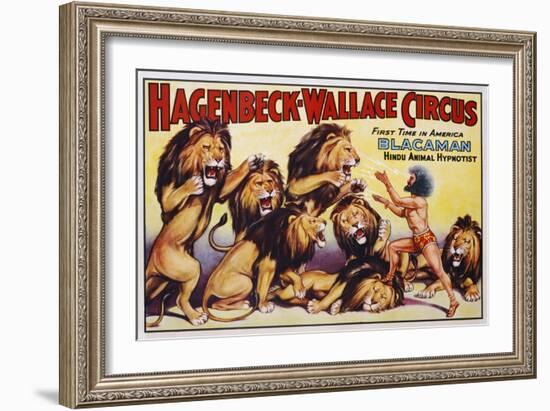 Hagenbeck-Wallace Circus Poster with Hindu Animal Hypnotist-null-Framed Giclee Print