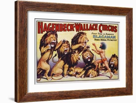 Hagenbeck-Wallace Circus Poster with Hindu Animal Hypnotist-null-Framed Giclee Print