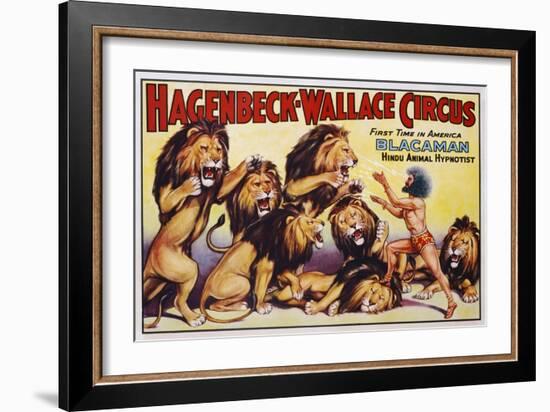 Hagenbeck-Wallace Circus Poster with Hindu Animal Hypnotist-null-Framed Giclee Print