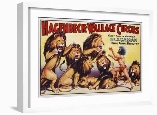 Hagenbeck-Wallace Circus Poster with Hindu Animal Hypnotist-null-Framed Giclee Print