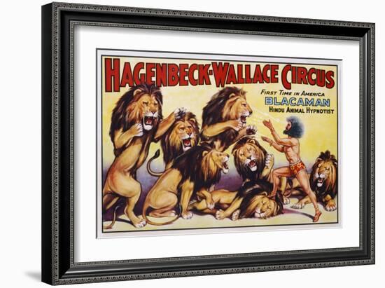 Hagenbeck-Wallace Circus Poster with Hindu Animal Hypnotist-null-Framed Giclee Print