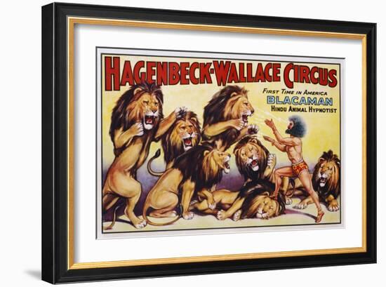 Hagenbeck-Wallace Circus Poster with Hindu Animal Hypnotist-null-Framed Giclee Print