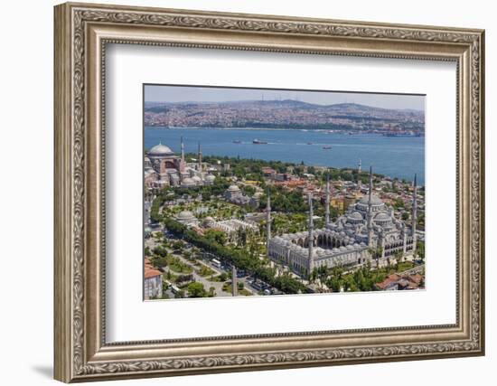 Hagia Sophia and the Blue Mosque, Aerial, Bosphorus, Istanbul, Turkey-Ali Kabas-Framed Photographic Print