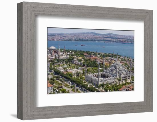 Hagia Sophia and the Blue Mosque, Aerial, Bosphorus, Istanbul, Turkey-Ali Kabas-Framed Photographic Print