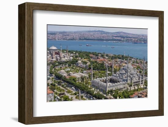 Hagia Sophia and the Blue Mosque, Aerial, Bosphorus, Istanbul, Turkey-Ali Kabas-Framed Photographic Print