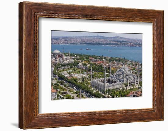 Hagia Sophia and the Blue Mosque, Aerial, Bosphorus, Istanbul, Turkey-Ali Kabas-Framed Photographic Print