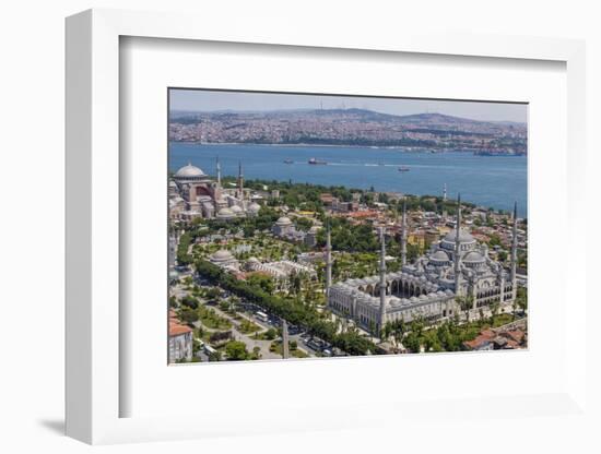 Hagia Sophia and the Blue Mosque, Aerial, Bosphorus, Istanbul, Turkey-Ali Kabas-Framed Photographic Print