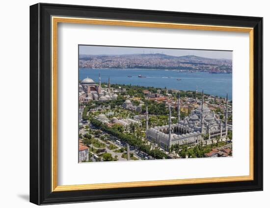 Hagia Sophia and the Blue Mosque, Aerial, Bosphorus, Istanbul, Turkey-Ali Kabas-Framed Photographic Print