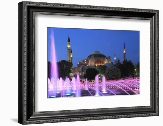 Hagia Sophia (Aya Sofya) at night, UNESCO World Heritage Site, Sultanahmet Square Park, Istanbul, T-Wendy Connett-Framed Photographic Print