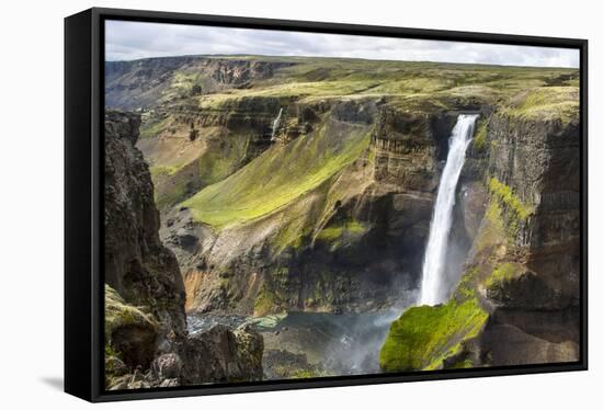 Háifoss Waterall Near The Volcano Hekla In Icelnd Is Iceland;S Second Tallest Waterfall-Erik Kruthoff-Framed Stretched Canvas