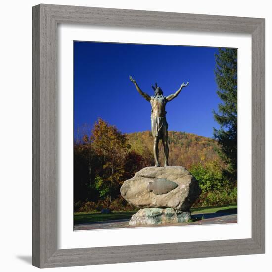 Hail to the Sunrise Statue of Mohawk Indian, on the Mohawk Trail, Massachusetts, New England, USA-Roy Rainford-Framed Photographic Print