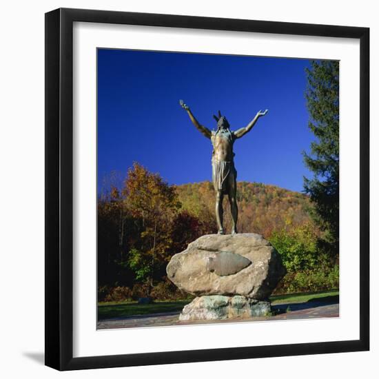 Hail to the Sunrise Statue of Mohawk Indian, on the Mohawk Trail, Massachusetts, New England, USA-Roy Rainford-Framed Photographic Print