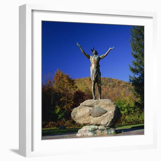 Hail to the Sunrise Statue of Mohawk Indian, on the Mohawk Trail, Massachusetts, New England, USA-Roy Rainford-Framed Photographic Print