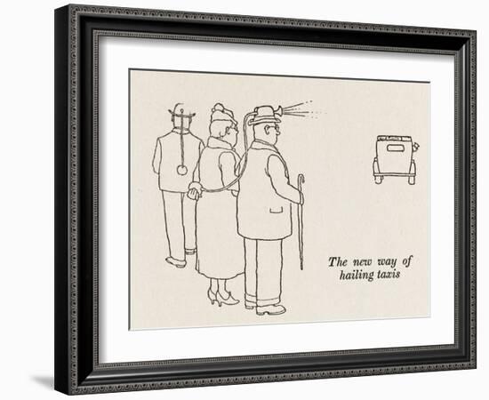 Hailing Taxis -Test Edit-William Heath Robinson-Framed Art Print