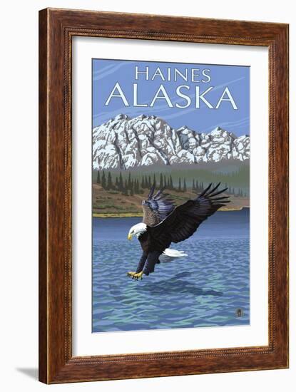 Haines, Alaska, Eagle Fishing-Lantern Press-Framed Art Print