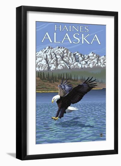 Haines, Alaska, Eagle Fishing-Lantern Press-Framed Art Print