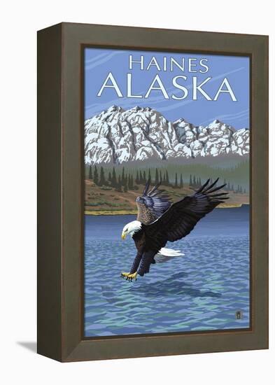 Haines, Alaska, Eagle Fishing-Lantern Press-Framed Stretched Canvas