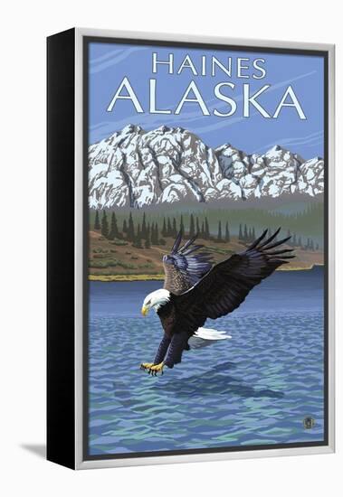 Haines, Alaska, Eagle Fishing-Lantern Press-Framed Stretched Canvas