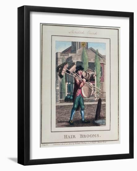 Hair Brooms, Shoreditch Church, from "Cries of London", Pub. by Richard Phillips 1804-William Marshall Craig-Framed Giclee Print