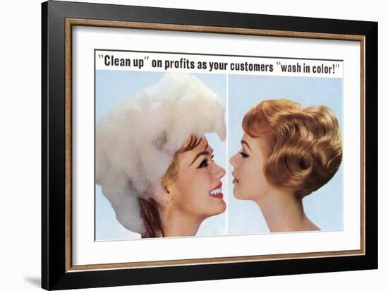 Hair Dye Advertisement, Retro-null-Framed Art Print