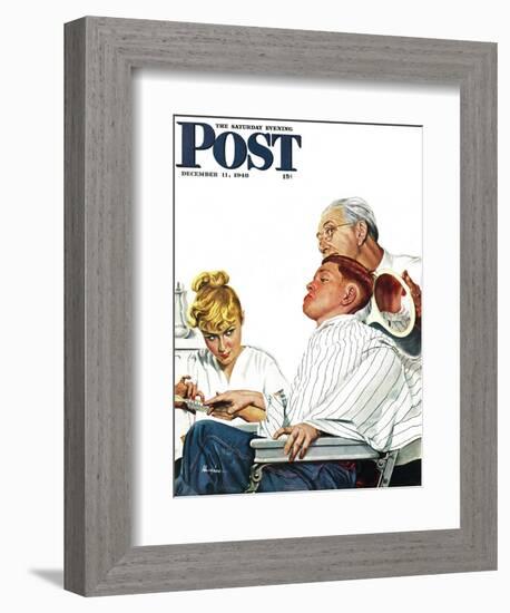 "Haircut and Manicure," Saturday Evening Post Cover, December 11, 1948-George Hughes-Framed Giclee Print