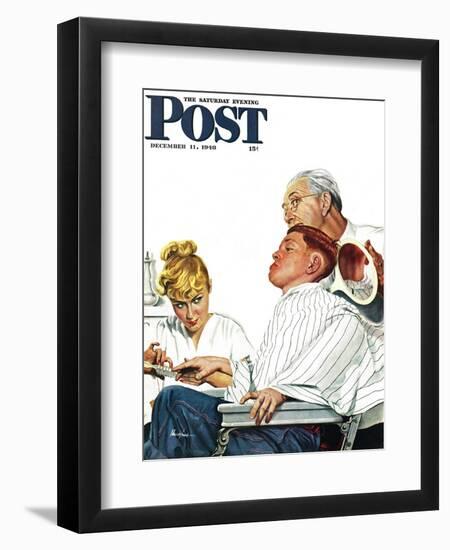 "Haircut and Manicure," Saturday Evening Post Cover, December 11, 1948-George Hughes-Framed Giclee Print