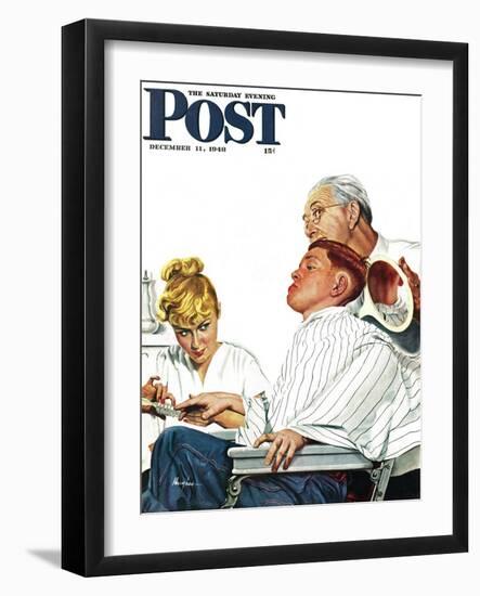 "Haircut and Manicure," Saturday Evening Post Cover, December 11, 1948-George Hughes-Framed Giclee Print