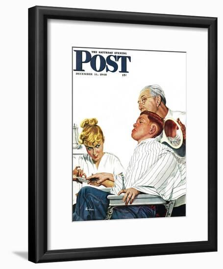 "Haircut and Manicure," Saturday Evening Post Cover, December 11, 1948-George Hughes-Framed Giclee Print