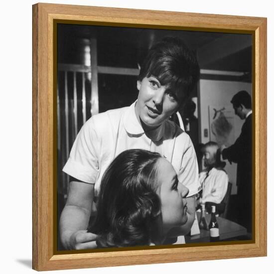 Hairdresser at Work - 1960s-Heinz Zinram-Framed Premier Image Canvas