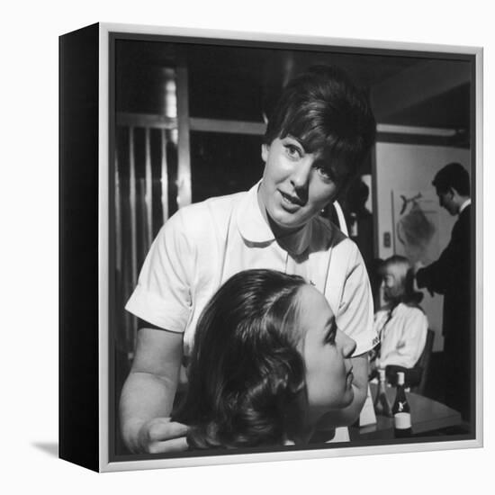 Hairdresser at Work - 1960s-Heinz Zinram-Framed Premier Image Canvas