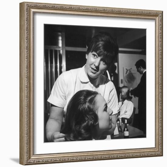 Hairdresser at Work - 1960s-Heinz Zinram-Framed Photographic Print
