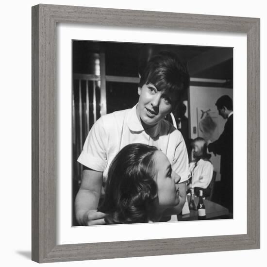 Hairdresser at Work - 1960s-Heinz Zinram-Framed Photographic Print