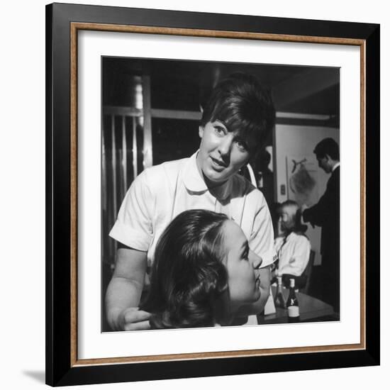 Hairdresser at Work - 1960s-Heinz Zinram-Framed Photographic Print