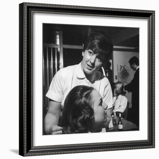 Hairdresser at Work - 1960s-Heinz Zinram-Framed Photographic Print