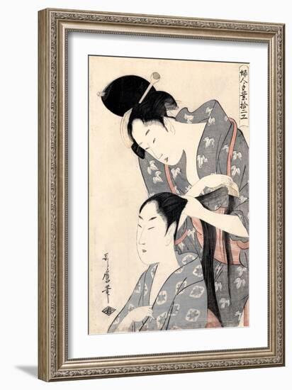 Hairdresser from the Series 'Twelve Types of Women's Handicraft', C.1797-98-Kitagawa Utamaro-Framed Giclee Print