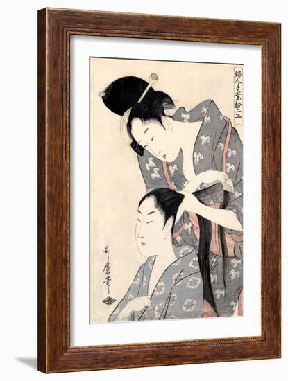 Hairdresser from the Series 'Twelve Types of Women's Handicraft', C.1797-98-Kitagawa Utamaro-Framed Giclee Print