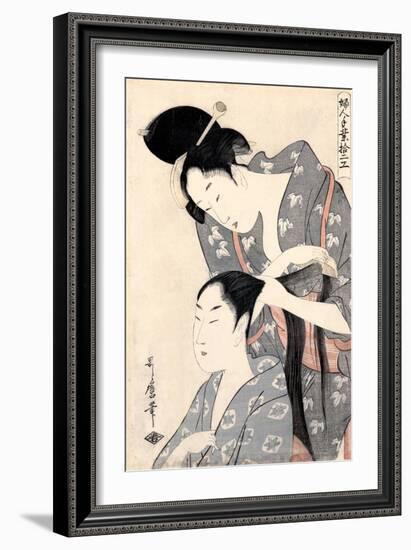 Hairdresser from the Series 'Twelve Types of Women's Handicraft', C.1797-98-Kitagawa Utamaro-Framed Giclee Print