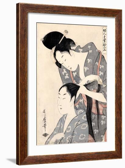 Hairdresser from the Series 'Twelve Types of Women's Handicraft', C.1797-98-Kitagawa Utamaro-Framed Giclee Print