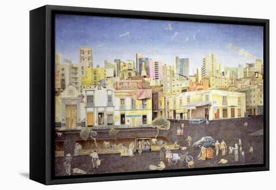 Hairdresser in the Plaza Roldan, 2001-James Reeve-Framed Premier Image Canvas