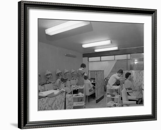 Hairdressers at Work, Armthorpe, Near Doncaster, South Yorkshire, 1961-Michael Walters-Framed Photographic Print