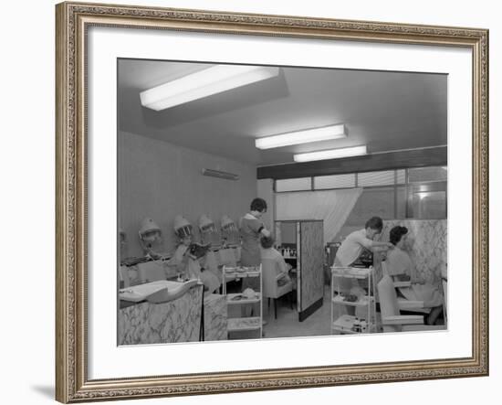 Hairdressers at Work, Armthorpe, Near Doncaster, South Yorkshire, 1961-Michael Walters-Framed Photographic Print